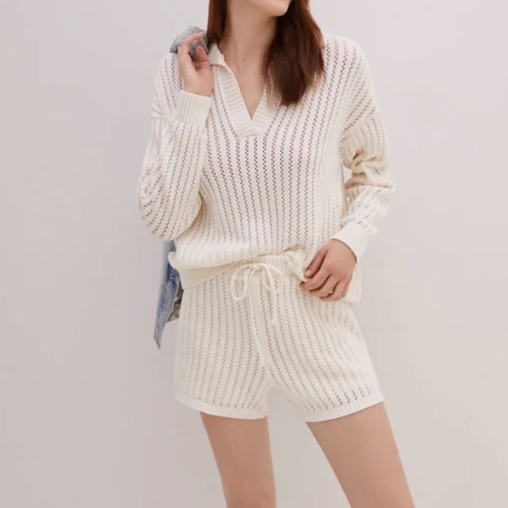 V-Neck Lounge Peasant Boho Minimal Hipster Hippie Art Deco Farm Hip Sweater Set